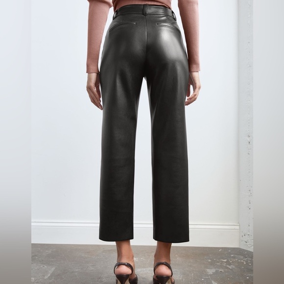Aritzia Babaton Command Cropped Black Leather Pant Size 2 - Picture 3 of 12